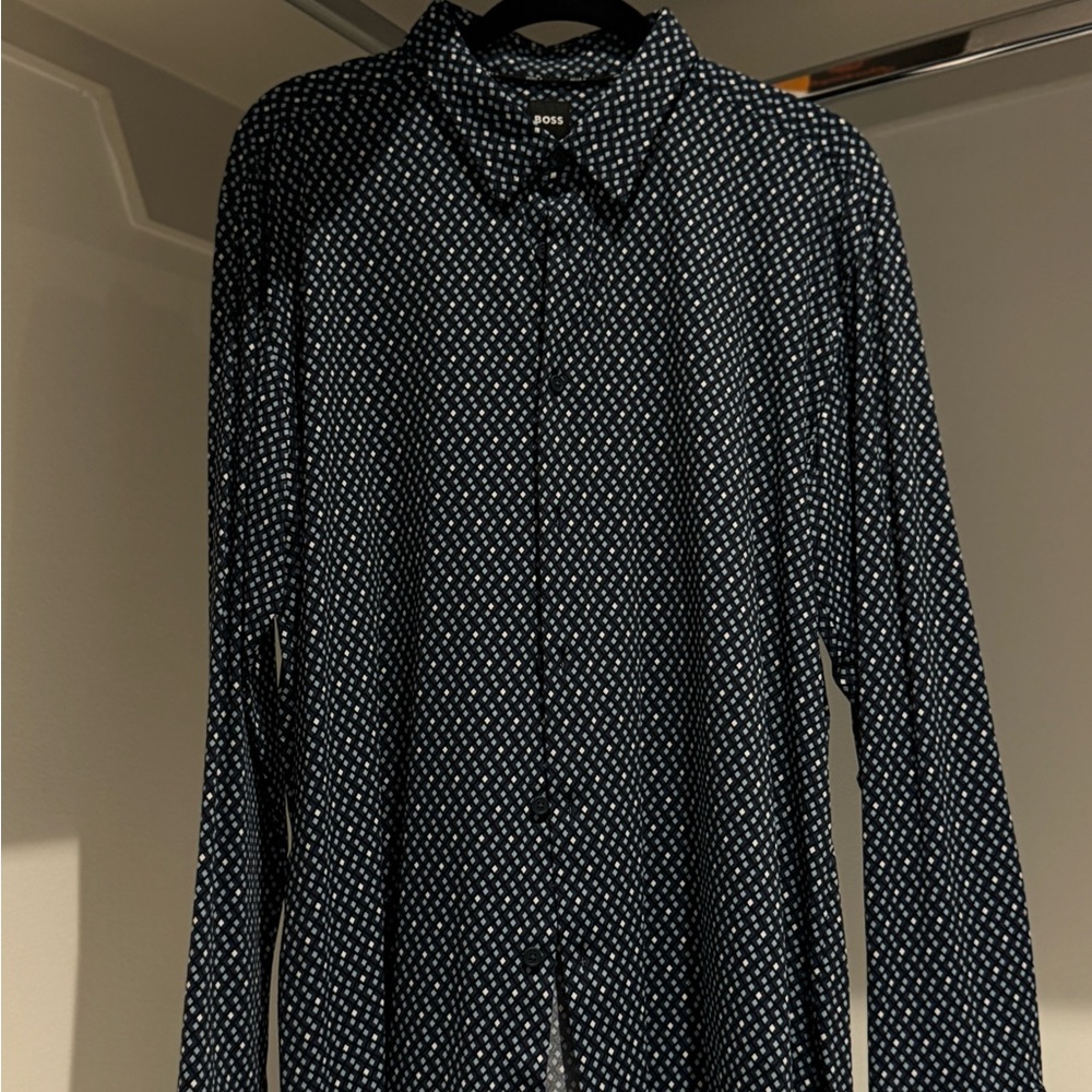 Boss Black and White Geometric Shirt